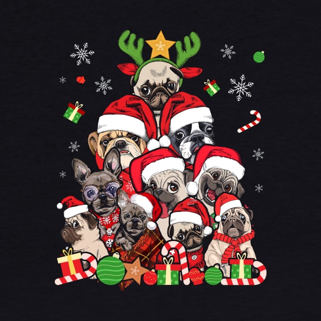 Pug Christmas Shirt Merry Pugmas Xmas Tree Santa Boys Gifts by webster